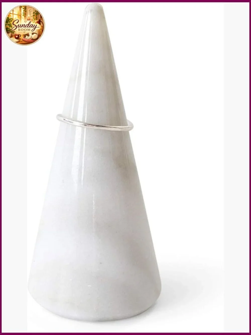 Genuine Marble Ring Holder Cone Display Stand for Jewelry Organizer
